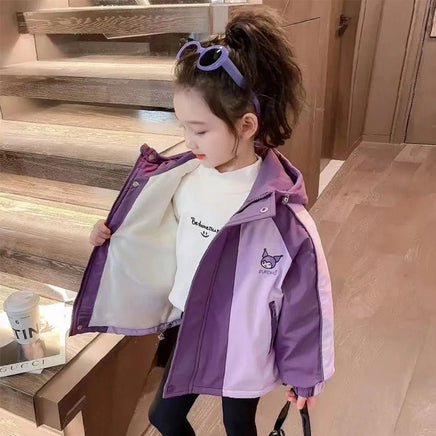 Kuromi Jacket Anime Cinnamoroll Polarized Kids Hooded Cartoon Detachable Casual Top Girl