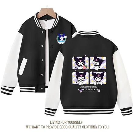 Kuromi Jacket Baseball Cotton Long Sleeve Sanrio Cartoon Casual Cute Student Coat Anime Spring