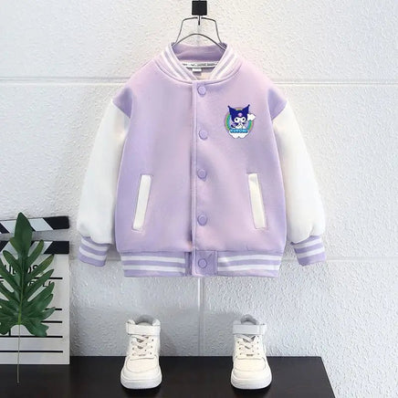 Kuromi Jacket Baseball Cotton Long Sleeve Sanrio Cartoon Casual Cute Student Coat Anime Spring - Lusy Store LLC