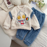 Kuromi Pajamas Flannel Velvet Thicken Tracksuit Plus Cartoon Childrens Clothing Keep Warm Suit - Lusy Store LLC
