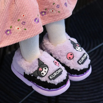 Kuromi Slippers Sanrio Childrens Cotton Cute Cartoon My Melody Hello Kitty Home Non-slip Warm Shoes - Lusy Store LLC