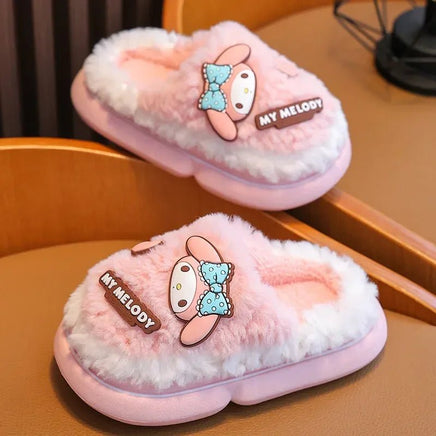 Kuromi Slippers Sanrio Childrens Cotton Cute Cartoon My Melody Hello Kitty Home Non-slip Warm Shoes - Lusy Store LLC