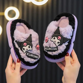 Kuromi Slippers Sanrio Childrens Cotton Cute Cartoon My Melody Hello Kitty Home Non-slip Warm Shoes Kuromi-1