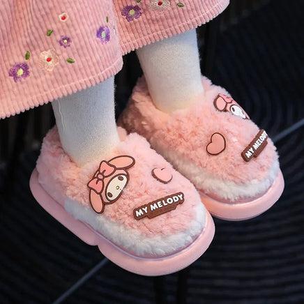 Kuromi Slippers Sanrio Childrens Cotton Cute Cartoon My Melody Hello Kitty Home Non-slip Warm Shoes - Lusy Store LLC