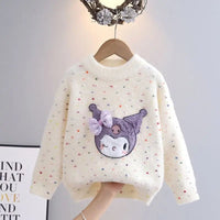 Kuromi Sweater Sanrio Accessories Cute Anime Thickening Bottoms Knit Sweater Girls Gift - Lusy Store LLC