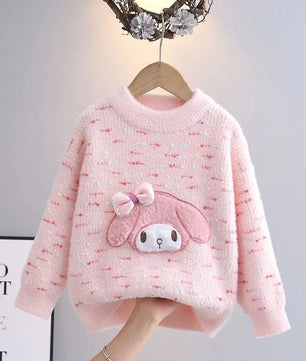 Kuromi Sweater Sanrio Accessories Cute Anime Thickening Bottoms Knit Sweater Girls Gift - Lusy Store LLC
