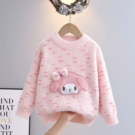 Kuromi Sweater Sanrio Accessories Cute Anime Thickening Bottoms Knit Sweater Girls Gift - Lusy Store LLC