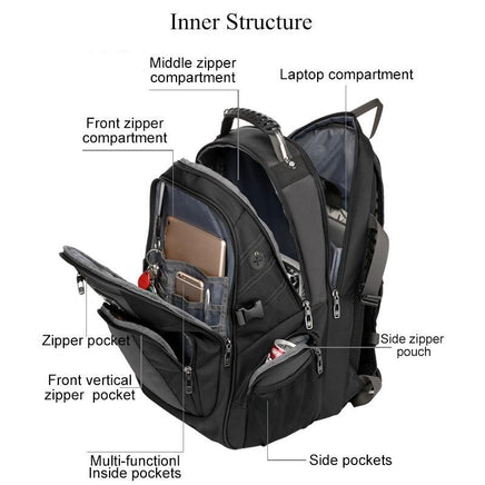 Large Capacity Laptop Backpack Men Multifunction Waterproof 15.6inch Backpack