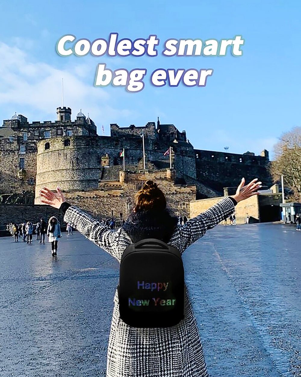 LED Backpack Display Men Business Travel Laptop School Backpack Smart Bluetooth B372 - Lusy Store