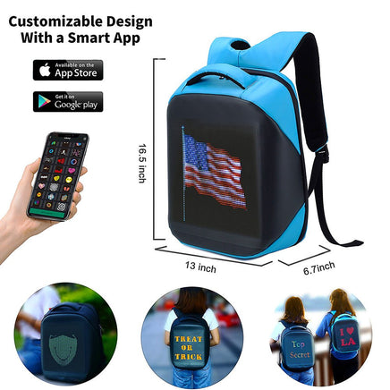 LED Backpack Display Men Business Travel Laptop School Backpack Smart Bluetooth B372 - Lusy Store