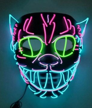 Led Halloween Mask King Cat Party Decoration EL Light Full Face Mask - Lusy Store