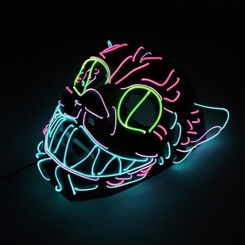 Led Halloween Mask King Cat Party Decoration EL Light Full Face Mask - Lusy Store