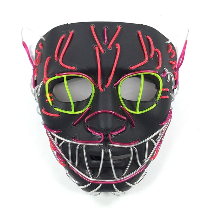 Led Halloween Mask King Cat Party Decoration EL Light Full Face Mask - Lusy Store
