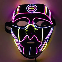 Led Halloween Mask Neon Party Scary Mask Adult Luminous Light Glow Dark Horror Skull Cosplay Purple