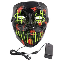 Led Halloween Mask Neon Party Scary Mask Adult Luminous Light Glow Dark Horror Skull Cosplay