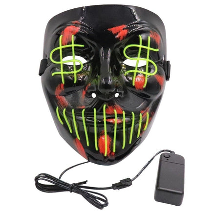 Led Halloween Mask Neon Party Scary Mask Adult Luminous Light Glow Dark Horror Skull Cosplay