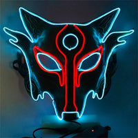 Led Halloween Mask Neon Party Scary Mask Adult Luminous Light Glow Dark Horror Skull Cosplay Blue