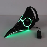 Led Halloween Mask Plague Doctor Latex Mask Light Masquerade Mascara Long Nose Beak Bird Crow Cosplay Free size Green