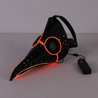 Led Halloween Mask Plague Doctor Latex Mask Light Masquerade Mascara Long Nose Beak Bird Crow Cosplay Free size Red