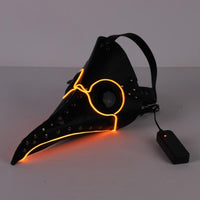 Led Halloween Mask Plague Doctor Latex Mask Light Masquerade Mascara Long Nose Beak Bird Crow Cosplay Free size Orange