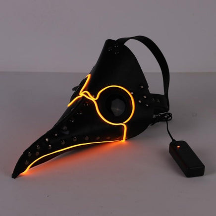 Led Halloween Mask Plague Doctor Latex Mask Light Masquerade Mascara Long Nose Beak Bird Crow Cosplay Free size Orange