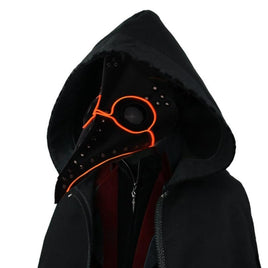 Led Halloween Mask Plague Doctor Latex Mask Light Masquerade Mascara Long Nose Beak Bird Crow Cosplay