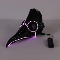 Led Halloween Mask Plague Doctor Latex Mask Light Masquerade Mascara Long Nose Beak Bird Crow Cosplay Free size Pink