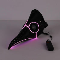 Led Halloween Mask Plague Doctor Latex Mask Light Masquerade Mascara Long Nose Beak Bird Crow Cosplay Free size Purple