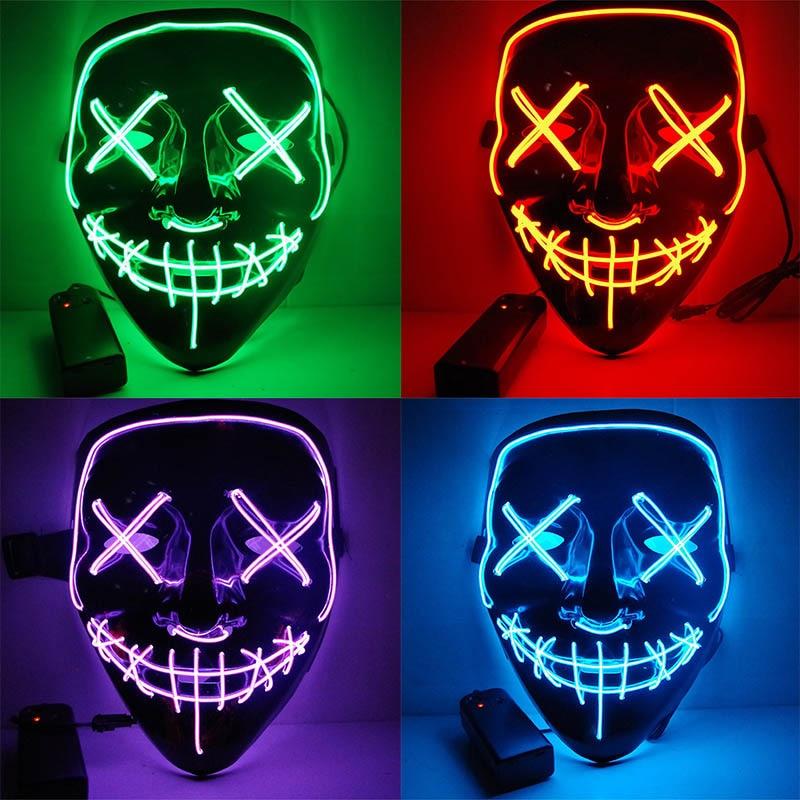 Led Halloween Mask Purge Masks Election Mascara Costume DJ Party Light Up - Lusy Store