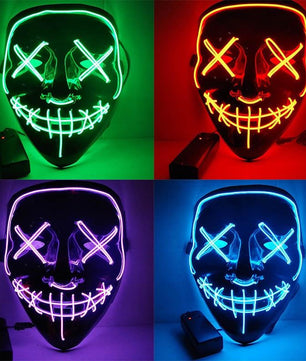 Led Halloween Mask Purge Masks Election Mascara Costume DJ Party Light Up - Lusy Store