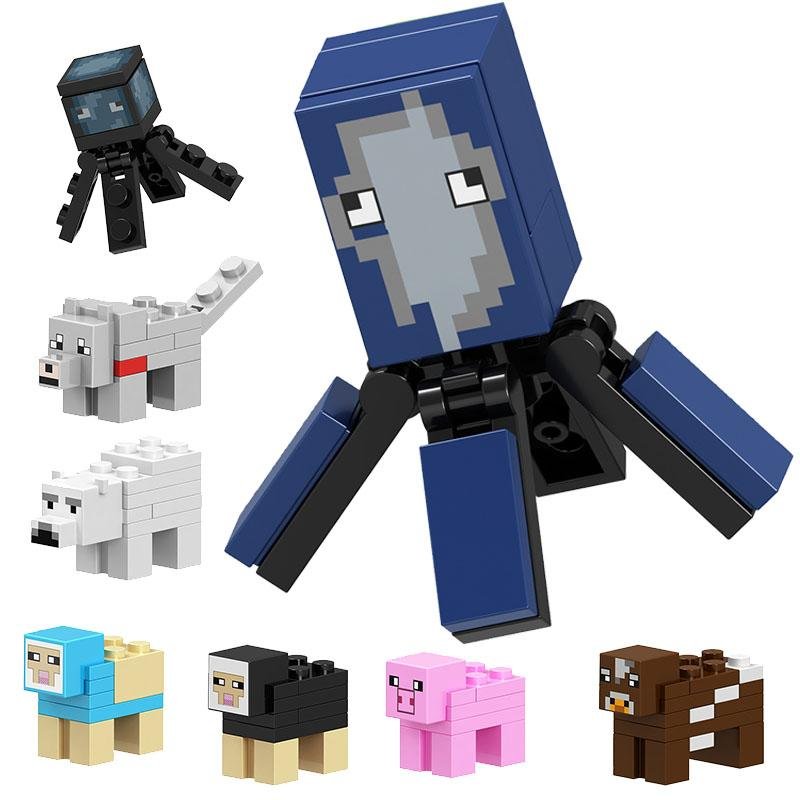 Lego Minecraft Series Action Figure Animal Polar Bear Sleeve-fish Cow Bricks Toys - Lusy Store