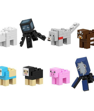Lego Minecraft Series Action Figure Animal Polar Bear Sleeve-fish Cow Bricks Toys - Lusy Store