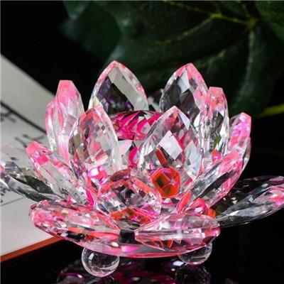 Lotus Crystal Glass Flower Crafts Wedding Home Party Decor - Lusy Store