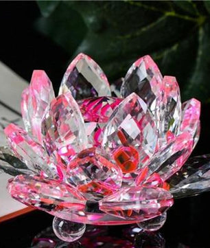Lotus Crystal Glass Flower Crafts Wedding Home Party Decor - Lusy Store