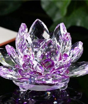 Lotus Crystal Glass Flower Crafts Wedding Home Party Decor - Lusy Store