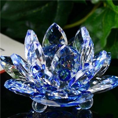 Lotus Crystal Glass Flower Crafts Wedding Home Party Decor - Lusy Store