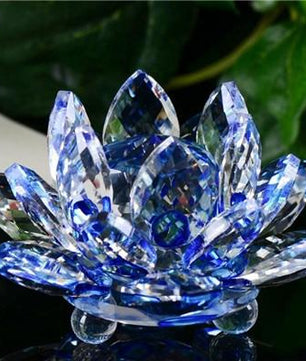 Lotus Crystal Glass Flower Crafts Wedding Home Party Decor - Lusy Store