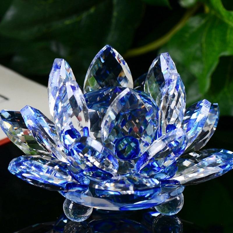 Lotus Crystal Glass Flower Crafts Wedding Home Party Decor - Lusy Store