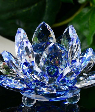 Lotus Crystal Glass Flower Crafts Wedding Home Party Decor - Lusy Store