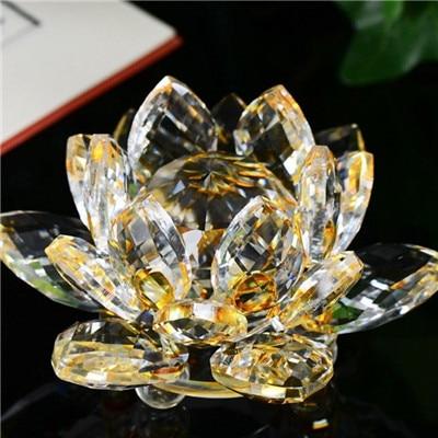 Lotus Crystal Glass Flower Crafts Wedding Home Party Decor - Lusy Store