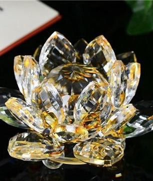 Lotus Crystal Glass Flower Crafts Wedding Home Party Decor - Lusy Store