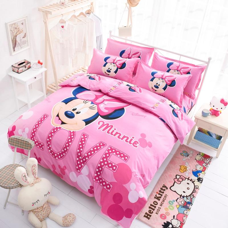 Lovely Pink Adult/kids Minnie Bedding Set Duvet Cover Bed Linen 1.2m.1.5m Bed - Lusy Store