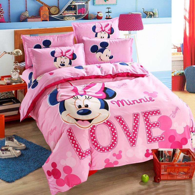 Lovely Pink Adult/kids Minnie Bedding Set Duvet Cover Bed Linen 1.2m.1.5m Bed - Lusy Store