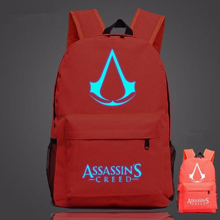 Lumious Assassin's Creed Backpack Oxford Boy Girl mochilas 47*31*18 cm (18*12*7 cm) Red
