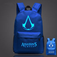 Lumious Assassin's Creed Backpack Oxford Boy Girl mochilas 47*31*18 cm (18*12*7 cm) Blue