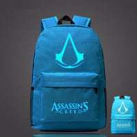 Lumious Assassin's Creed Backpack Oxford Boy Girl mochilas 47*31*18 cm (18*12*7 cm) Sky Blue
