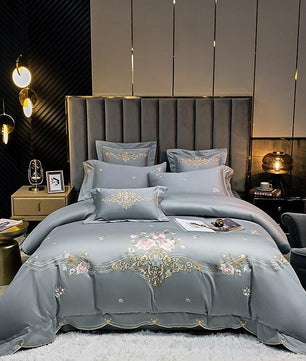 Luxury Bedding 600TC Egyptian Cotton Flowers Embroidery Flat/Fitted Sheet - Lusy Store