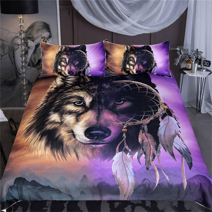 Luxury Bedding Sets 3D Wolf Mountain Bed Set US Twin Full Queen King Size - Lusy Store