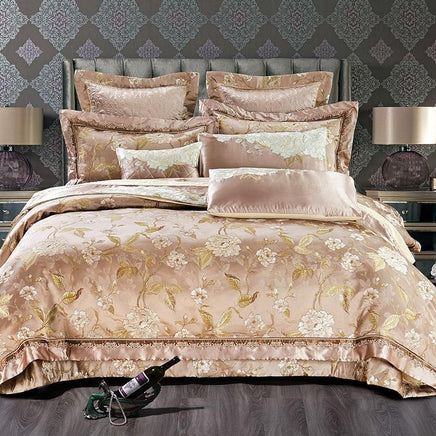 Luxury Bedding Sets Beige Embroidered Cotton Bedspread King Queen Size Luxury Bed Room - Lusy Store