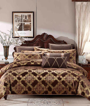 Luxury Bedding Sets Brown Coffee Cotton Stain Bed Duvet Cover King Queen Size - Lusy Store